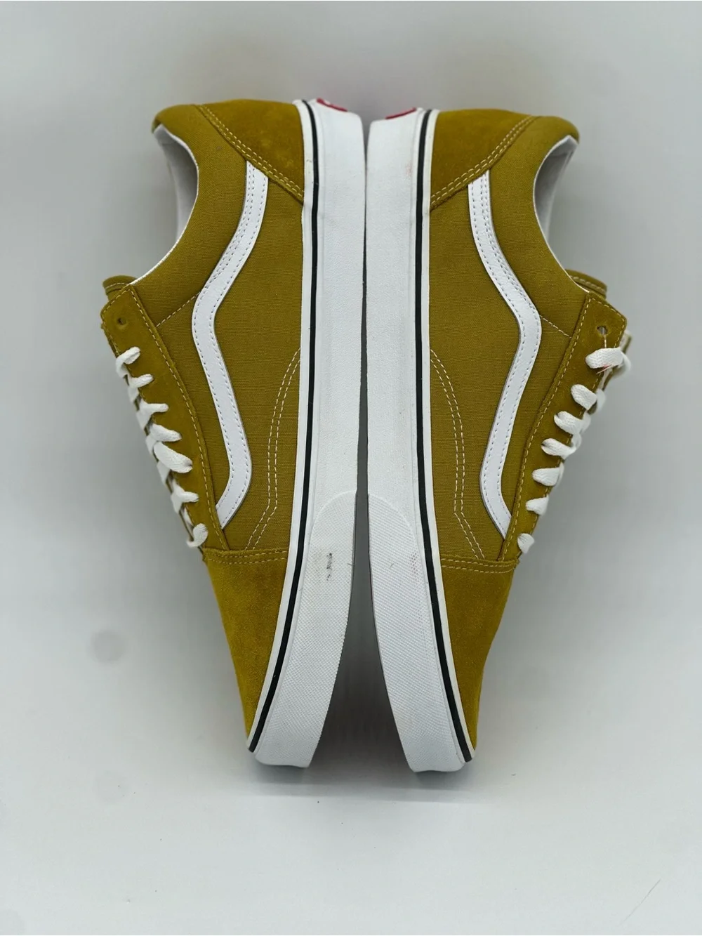 Vans Mustard Yellow Low-Top Suede Sneakers with White Stripe